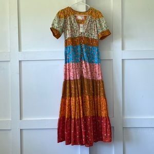 Anthropologie floral tiered maxi dress